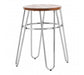 District Chrome & Elm Wood Hairpin Stool - Modern Home Interiors