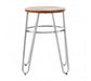 District Chrome & Elm Wood Hairpin Stool - Modern Home Interiors