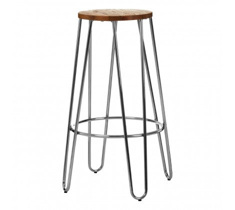 District Elm Wood & Chrome Bar Stool - Modern Home Interiors