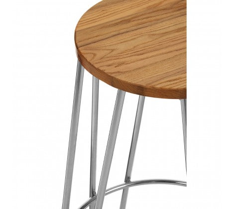 District Elm Wood & Chrome Bar Stool - Modern Home Interiors