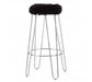 District Black Faux Fur Bar Stool - Modern Home Interiors