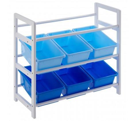 3 Tier White/Blue Kids Storage Unit - Modern Home Interiors