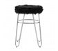 District Black Faux Fur & Chrome Stool - Modern Home Interiors