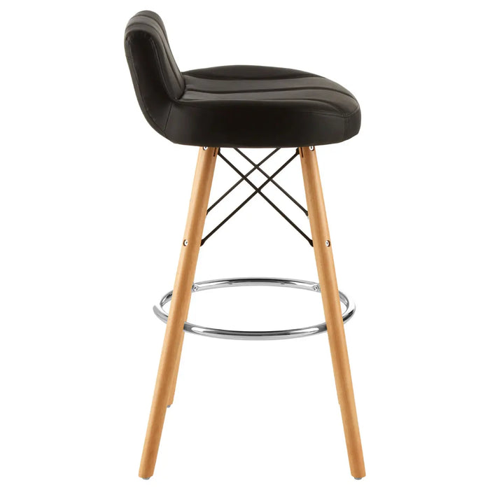 Black Soft Faux Leather Effect Bar Stool with Beechwood and Chrome Legs