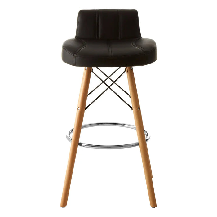 Black Soft Faux Leather Effect Bar Stool with Beechwood and Chrome Legs