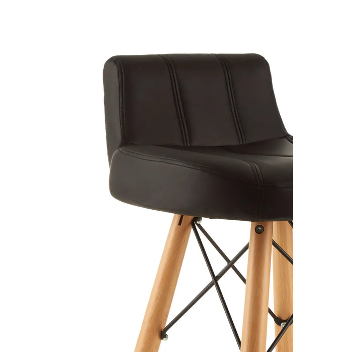 Black Soft Faux Leather Effect Bar Stool with Beechwood and Chrome Legs