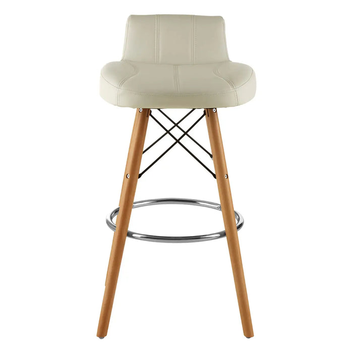 White Soft Faux Leather Effect Bar Stool with Beechwood and Chrome Legs