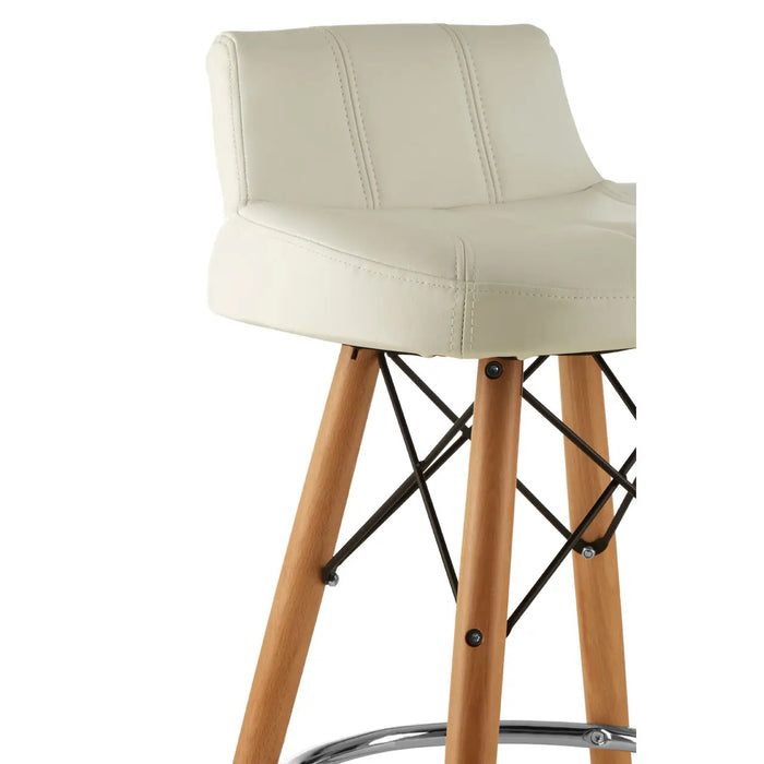 White Soft Faux Leather Effect Bar Stool with Beechwood and Chrome Legs