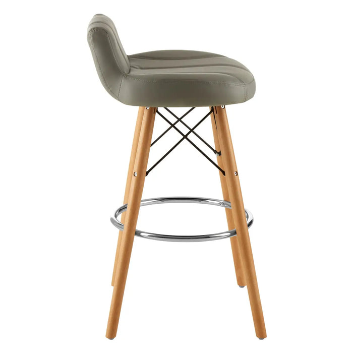 Grey Soft Faux Leather Effect Bar Stool with Beechwood and Chrome Legs