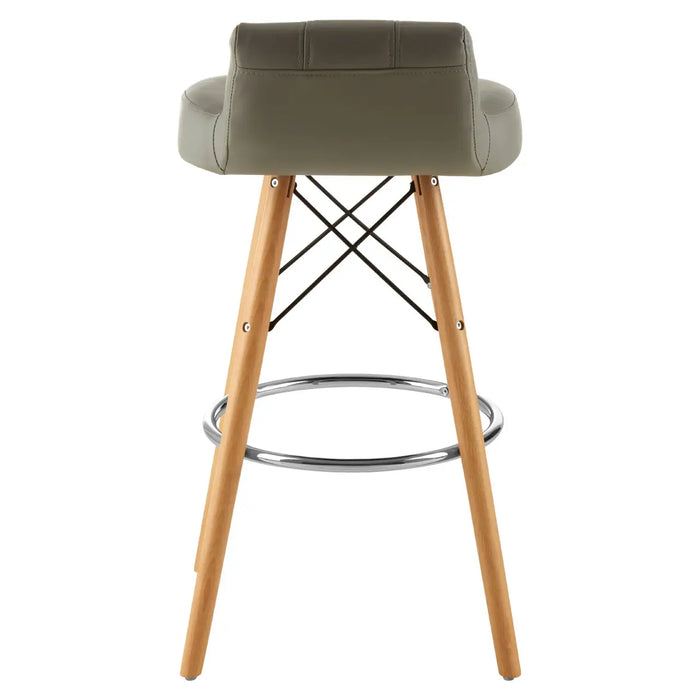 Grey Soft Faux Leather Effect Bar Stool with Beechwood and Chrome Legs