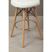 Quilted White Soft Faux Leather Effect Bar Stool with Beechwood and Chrome Legs - Modern Home Interiors
