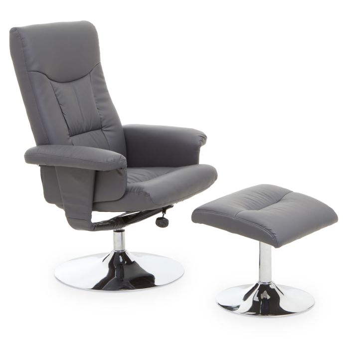 Faux Leather 360 Degree Swivel Recliner and Stool Set