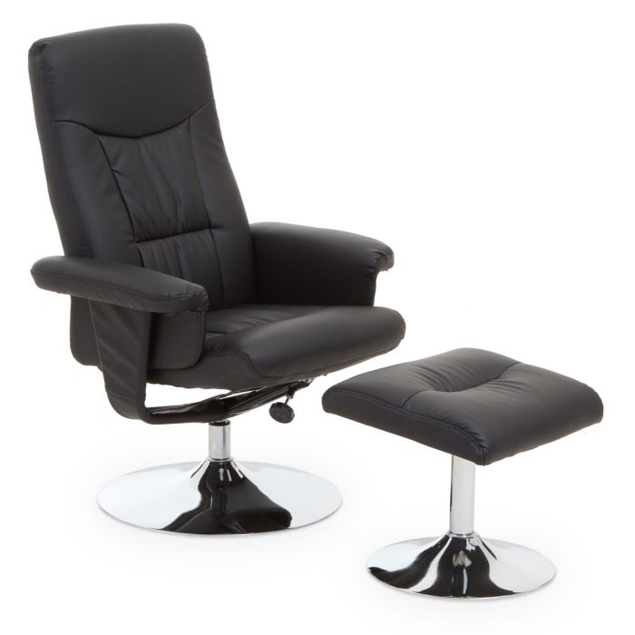 Faux Leather 360 Degree Swivel Recliner and Stool Set