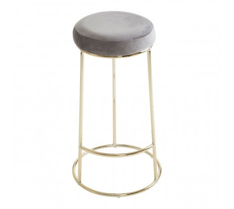 Manhattan Grey Velvet and Gold Tall Bar Stool - Modern Home Interiors