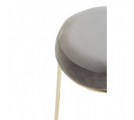 Manhattan Grey Velvet and Gold Tall Bar Stool - Modern Home Interiors