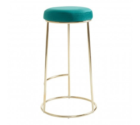 Manhattan Green Velvet and Gold Tall Bar Stool - Modern Home Interiors