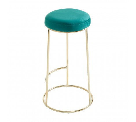 Manhattan Green Velvet and Gold Tall Bar Stool - Modern Home Interiors