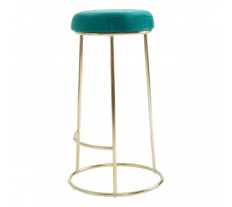 Manhattan Green Velvet and Gold Tall Bar Stool - Modern Home Interiors