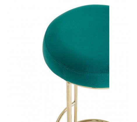 Manhattan Green Velvet and Gold Tall Bar Stool - Modern Home Interiors