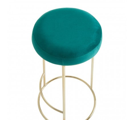 Manhattan Green Velvet and Gold Tall Bar Stool - Modern Home Interiors