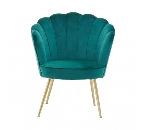 Ovala Emerald Green Velvet Scalloped Shell Chair - Modern Home Interiors