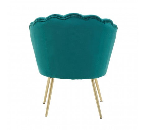 Ovala Emerald Green Velvet Scalloped Shell Chair - Modern Home Interiors