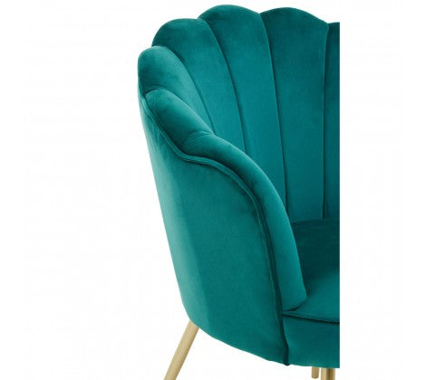 Ovala Emerald Green Velvet Scalloped Shell Chair - Modern Home Interiors