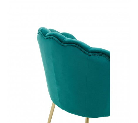 Ovala Emerald Green Velvet Scalloped Shell Chair - Modern Home Interiors