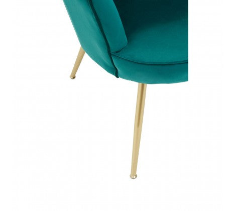 Ovala Emerald Green Velvet Scalloped Shell Chair - Modern Home Interiors