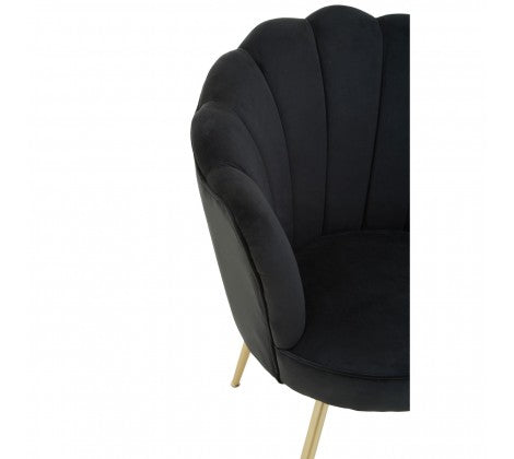 Ovala Black Velvet Scalloped Shell Chair - Modern Home Interiors