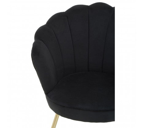 Ovala Black Velvet Scalloped Shell Chair - Modern Home Interiors