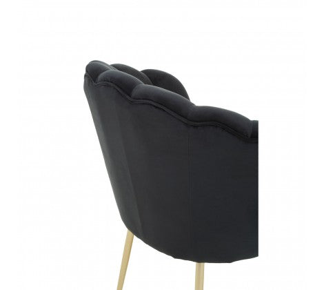 Ovala Black Velvet Scalloped Shell Chair - Modern Home Interiors