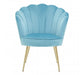 Ovala Aqua Blue Velvet Scalloped Shell Chair - Modern Home Interiors