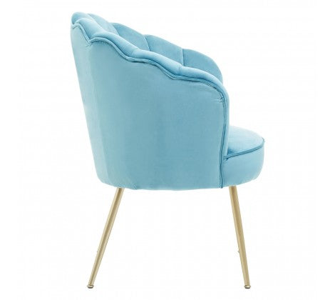 Ovala Aqua Blue Velvet Scalloped Shell Chair - Modern Home Interiors