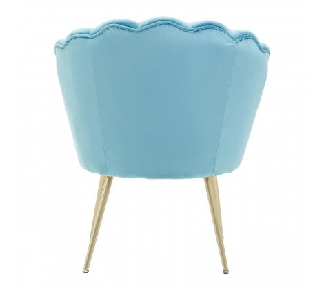 Ovala Aqua Blue Velvet Scalloped Shell Chair - Modern Home Interiors