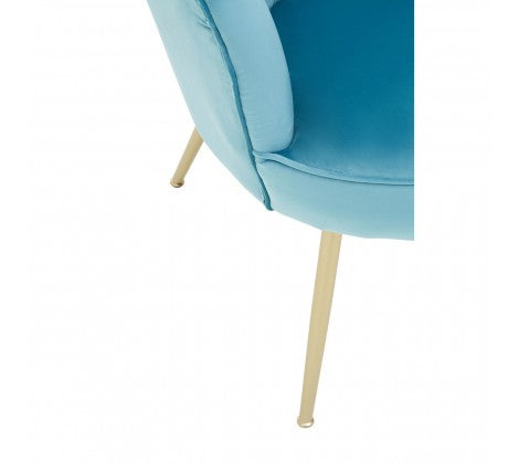 Ovala Aqua Blue Velvet Scalloped Shell Chair - Modern Home Interiors