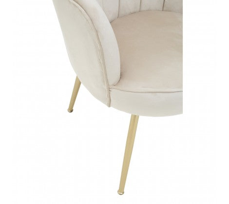 Ovala Mink Velvet Scalloped Shell Chair - Modern Home Interiors