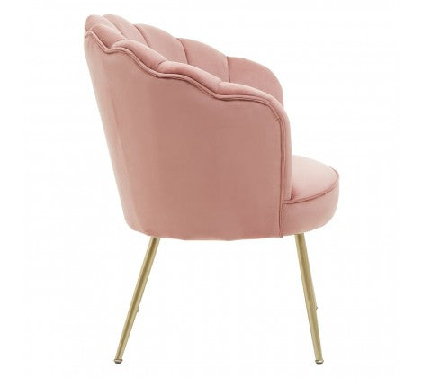 Ovala Pink Velvet Scalloped Shell Chair - Modern Home Interiors