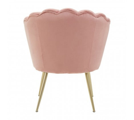 Ovala Pink Velvet Scalloped Shell Chair - Modern Home Interiors