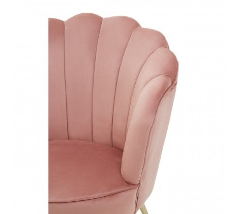 Ovala Pink Velvet Scalloped Shell Chair - Modern Home Interiors