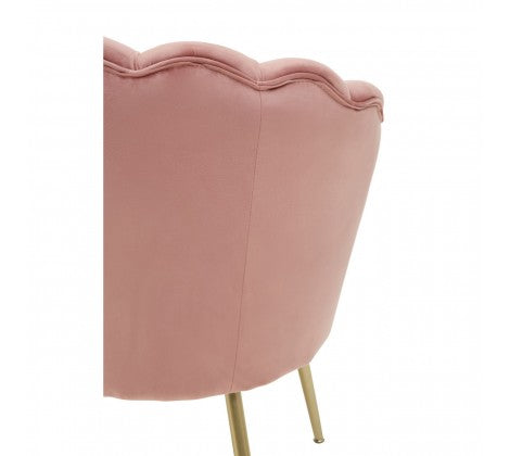 Ovala Pink Velvet Scalloped Shell Chair - Modern Home Interiors