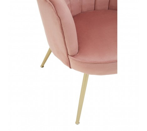 Ovala Pink Velvet Scalloped Shell Chair - Modern Home Interiors