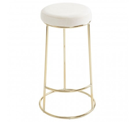 Manhattan Cream Velvet and Gold Tall Bar Stool - Modern Home Interiors