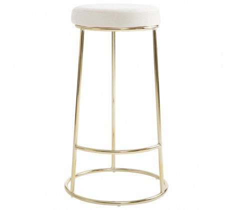 Manhattan Cream Velvet and Gold Tall Bar Stool - Modern Home Interiors