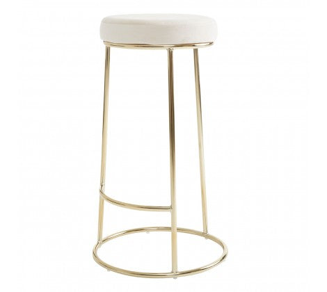 Manhattan Cream Velvet and Gold Tall Bar Stool - Modern Home Interiors