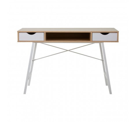 Bradbury Two Drawer Natural Oak Veneer Desk - Modern Home Interiors