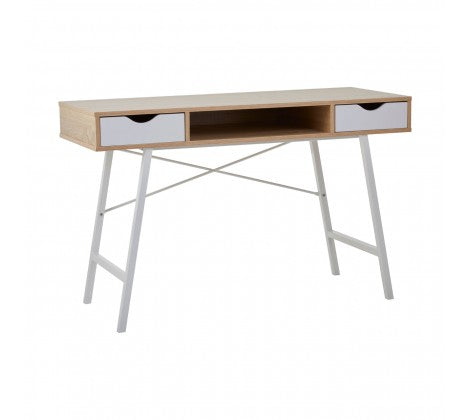 Bradbury Two Drawer Natural Oak Veneer Desk - Modern Home Interiors