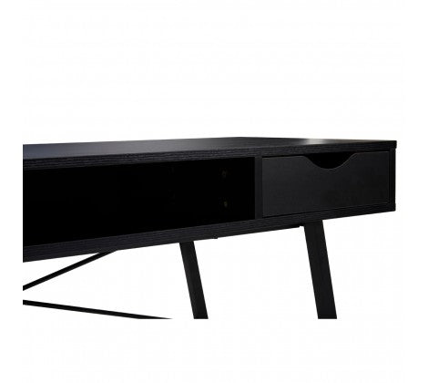 Bradbury Two Drawer Black Oak Veneer Desk - Modern Home Interiors