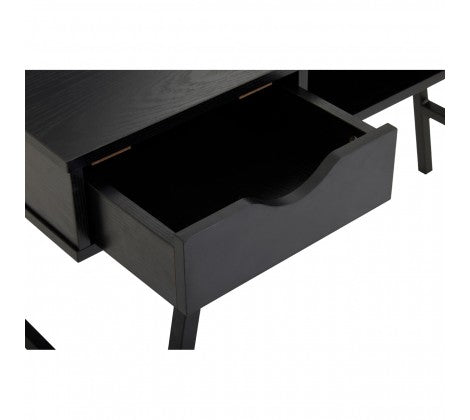 Bradbury Two Drawer Black Oak Veneer Desk - Modern Home Interiors