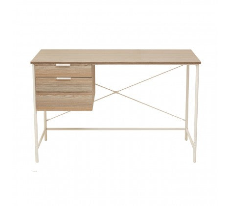 Bradbury Light Oak Veneer Desk With Drawers - Modern Home Interiors